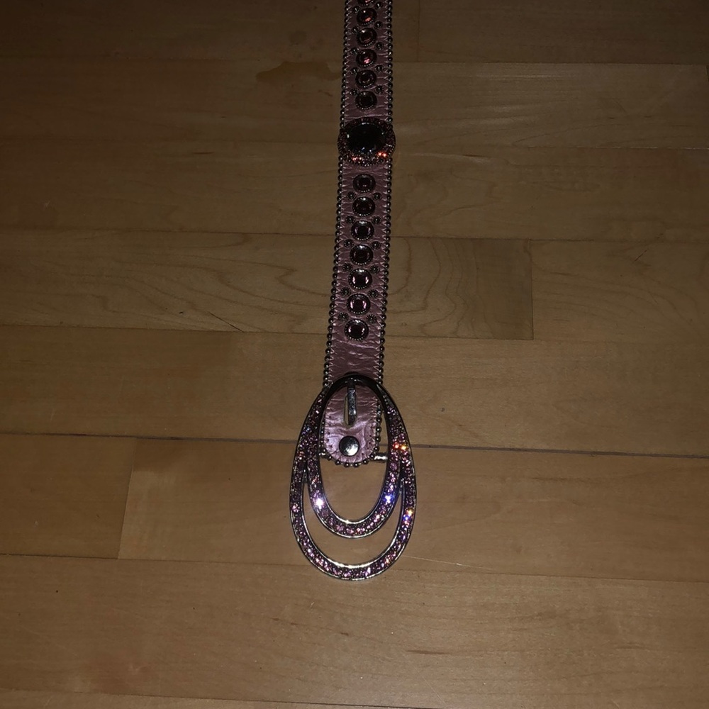 B.B. Simon Pink Studded Swarovski Belt Size 28-32